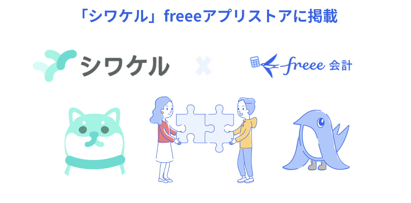 「シワケル」freeeアプリストアに掲載。シワケルとfreee会計の連携イメージ図。