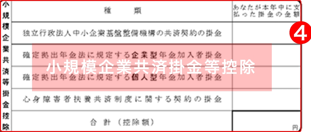 令和3年分給与所得者の保険料控除申告書|小規模企業共済等掛金控除欄の書き方
