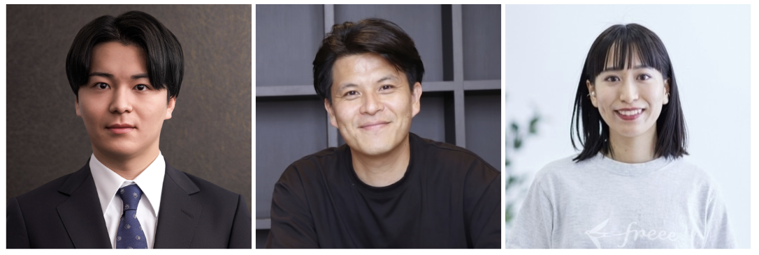 左から燈株式会社 Co-Founder 取締役COO 石川 斉彬 氏、フリー株式会社 HR事業戦略グループ HR BPaaS本部長 塚本 洋敬、フリー株式会社 HR事業戦略グループ プロダクトマーケティングマネージャー 宇都宮 まゆの写真