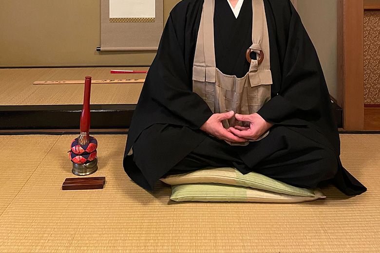 Buddhist monk doing zazen meditation