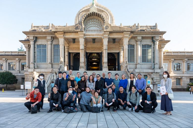 A group photo at Tsukiji Hongwanji Temple to commemorate the occasion