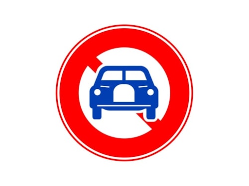 二輪の自動車以外の自動車通行止め標識のイメージ