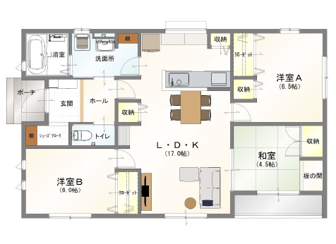 山形県鶴岡市茅原町展示場の平屋間取り