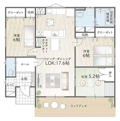 茨城県水戸市笠原展示場の平屋間取り