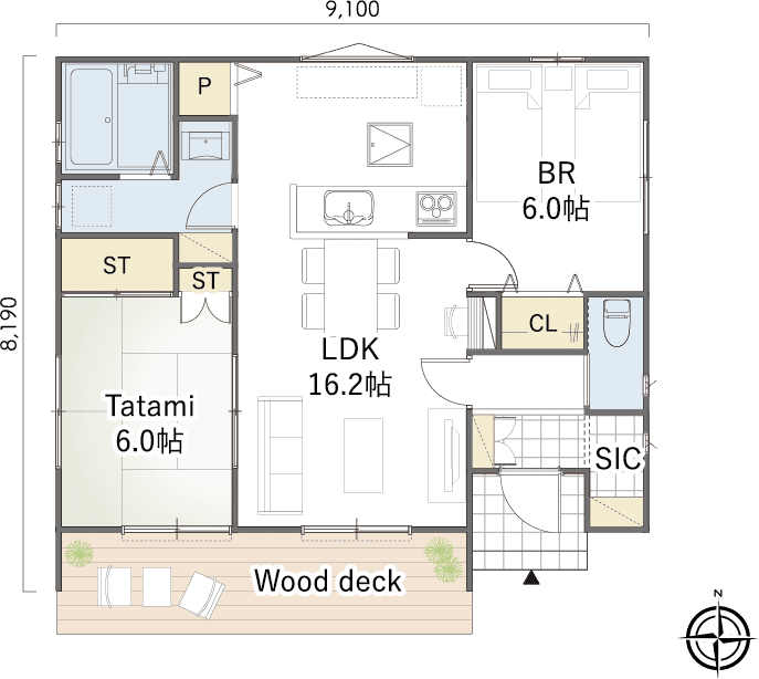 岡山県岡山市北区白石展示場の平屋間取り