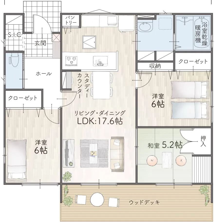 はなまるハウス宇都宮展示場（店舗併設）の平屋間取り