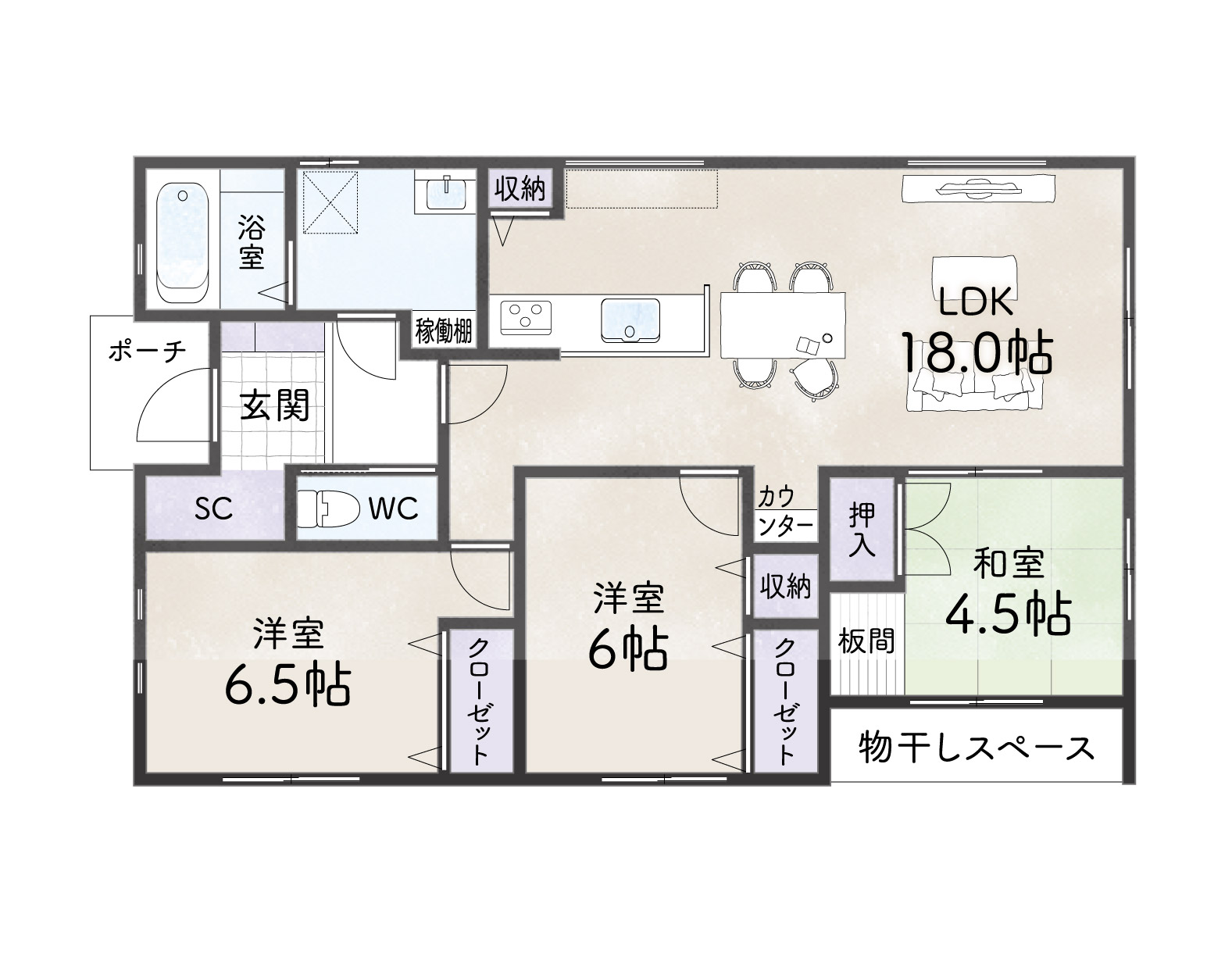 山形県新庄市金沢展示場の平屋間取り