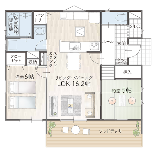 シニア世代の体に優しい家【19坪プラン】