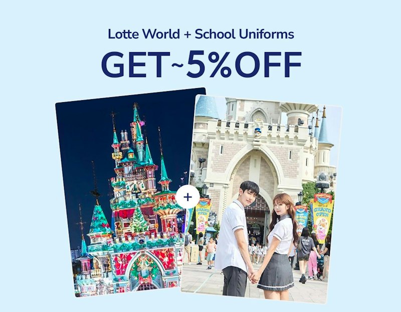 ロッテワールド入場券と韓国制服レンタルを楽しむ女子旅の様子