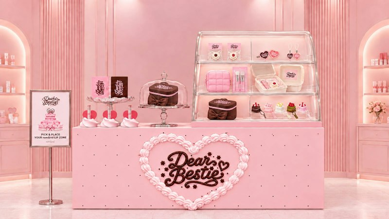 rom&nd(ロムアンド) ザ ジューシーラスティングティント 10周年限定カラー(POPUP会場の「Dear Bestie」ショーケースとカウンター)