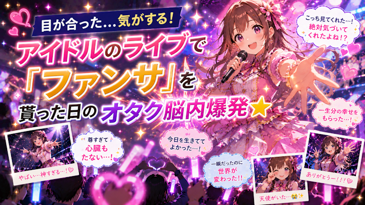 　◼️目が合った...気がする！アイドルのライブで「ファンサ」を貰った日のオタク脳内爆発★