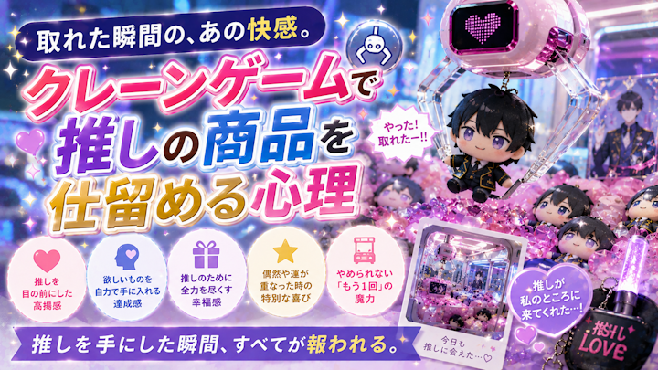 ◼️取れた瞬間の、あの快感！クレーンゲームで推しの商品を仕留める心理