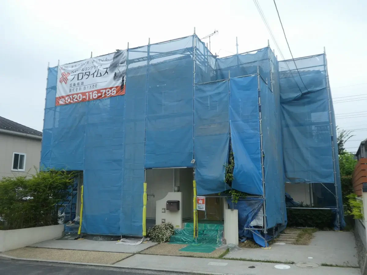 築１４年、鉄骨軸組構造二階建ての洋風住宅です。広島市安佐北区三入東２丁目・Ｏ様邸　ただいま施工中サムネイル画像