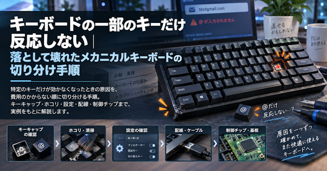 キーボードの一部のキーだけ反応しない｜落として壊れたメカニカルキーボードの切り分け手順
