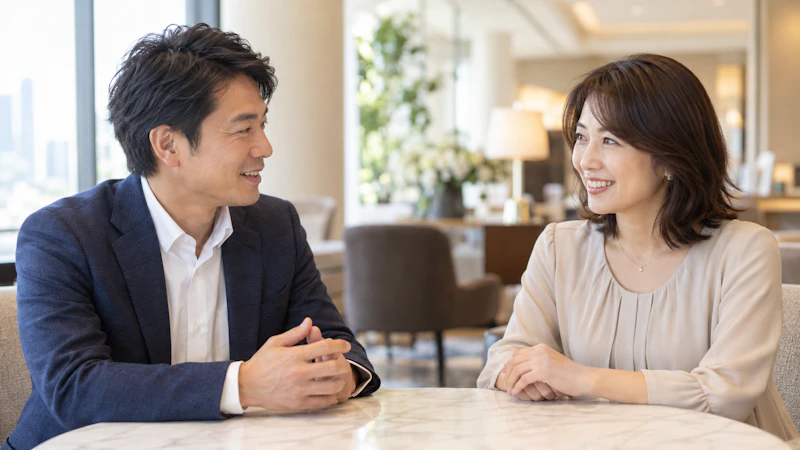 着席型の婚活パーティーではテーブルで下半身が隠れ上半身だけが見える