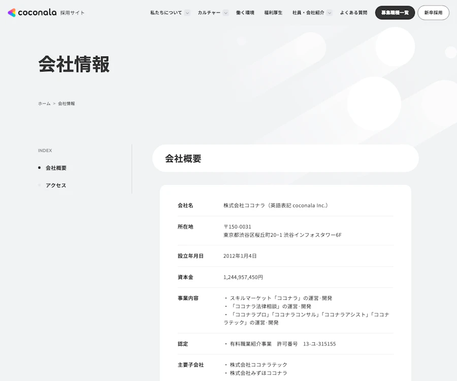 株式会社ココナラの会社基本情報