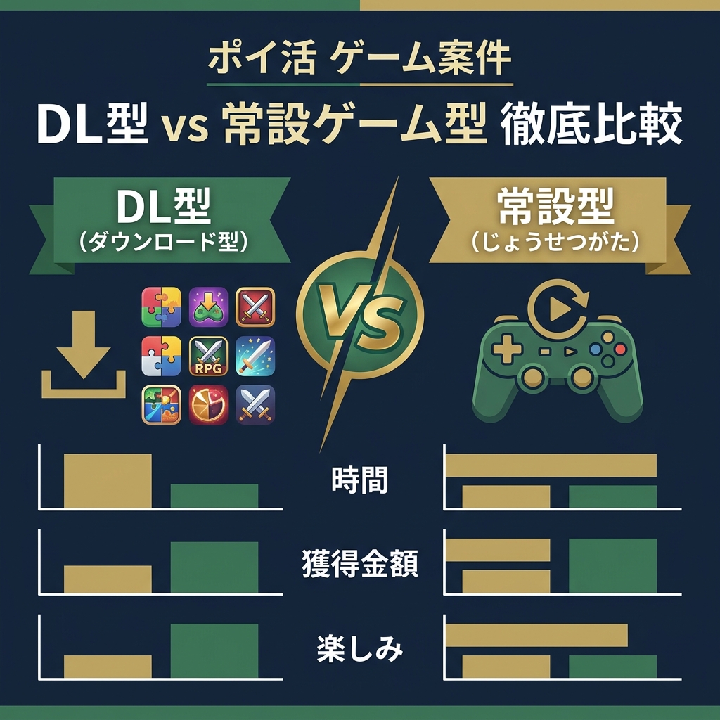 ポイ活ゲームの本当の選び方｜「ゲームDL型」と「常設ゲーム型」の違いを徹底解説