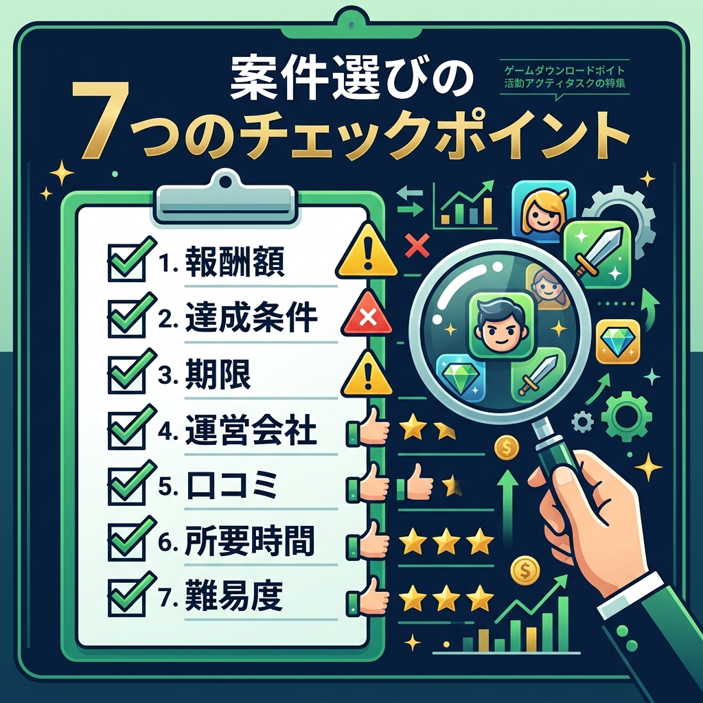 ゲームDL型ポイ活で失敗しないために｜案件選びの7つのチェックポイント