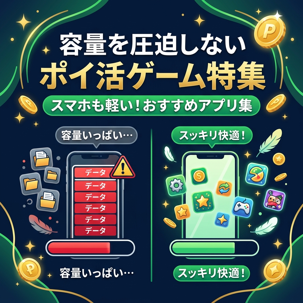 スマホの容量を圧迫しないポイ活ゲームの選び方｜軽量アプリ特集