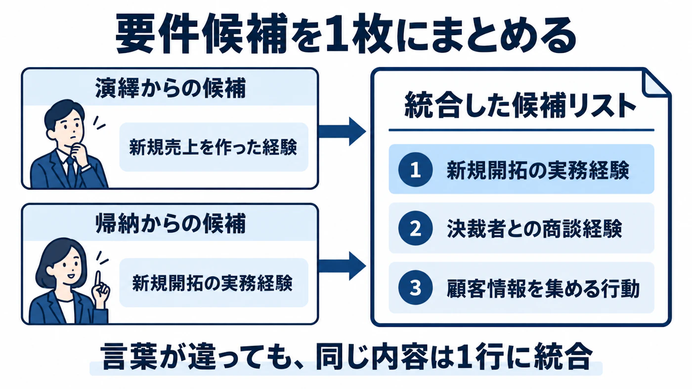 演繹と帰納の候補を一つのリストへ