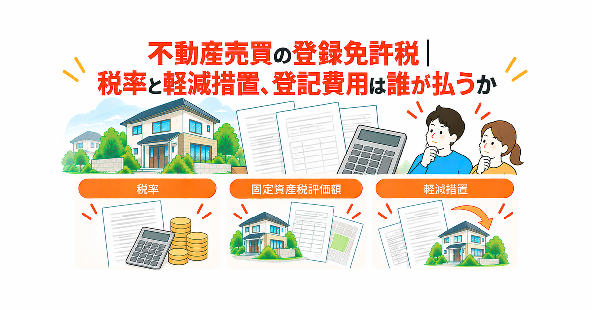 不動産売買の登録免許税|税率と軽減措置、登記費用は誰が払うか
