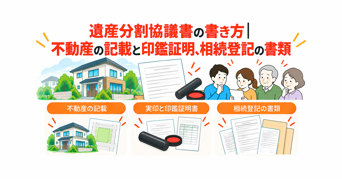 遺産分割協議書の書き方|不動産の記載と印鑑証明、相続登記の書類