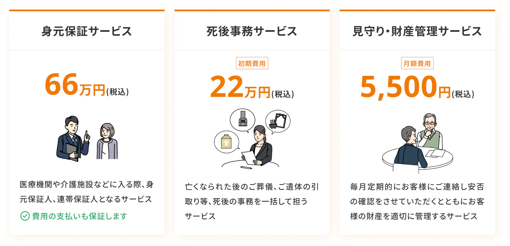 あかり保証のサービスメニュー(HPより)