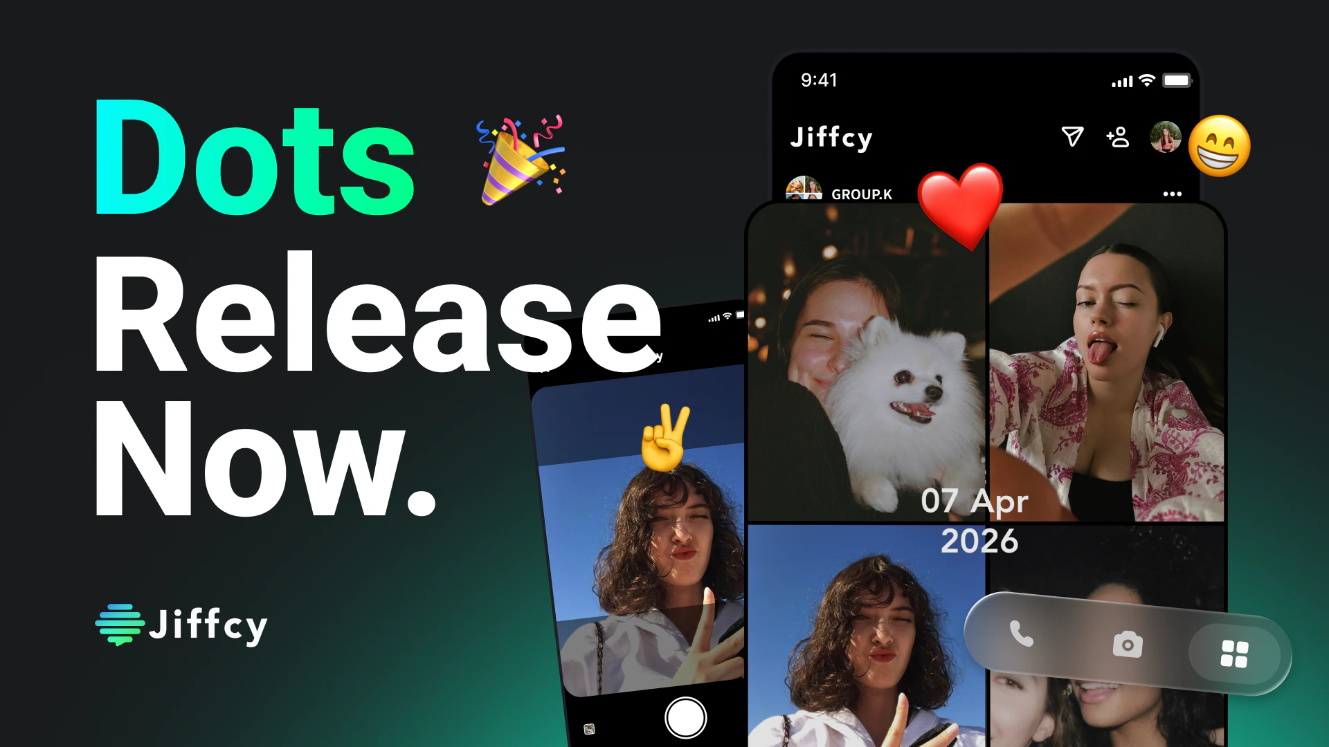 SNS「Jiffcy」、共同投稿型の新写真機能「Dots」を提供開始