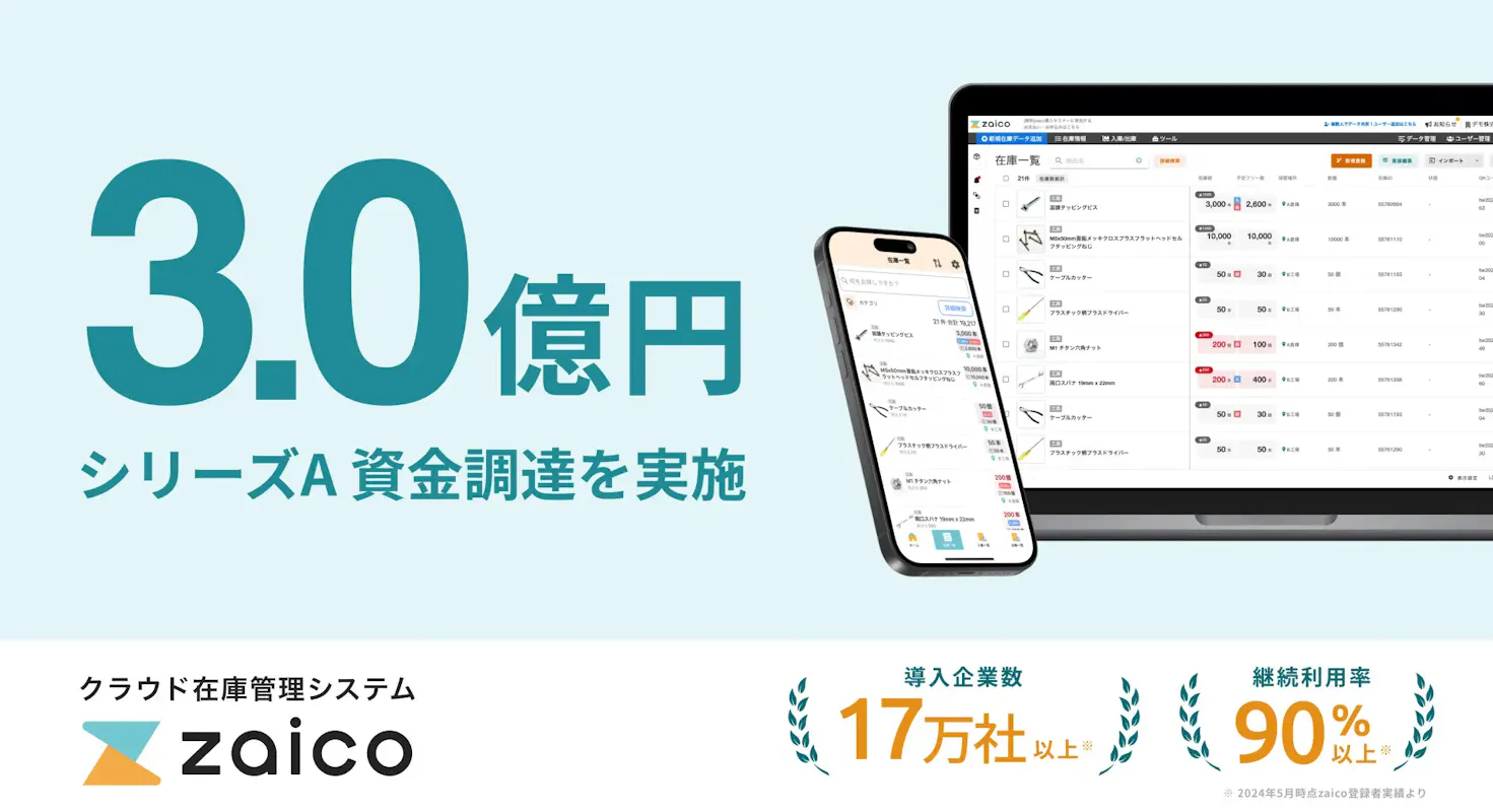 クラウド在庫管理のZAICO、在庫管理の自動化に向けシリーズAで3億円調達