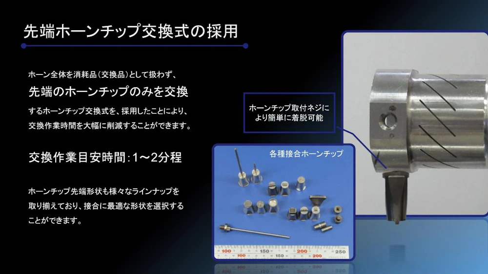 先端ホーンチップ交換式の採用