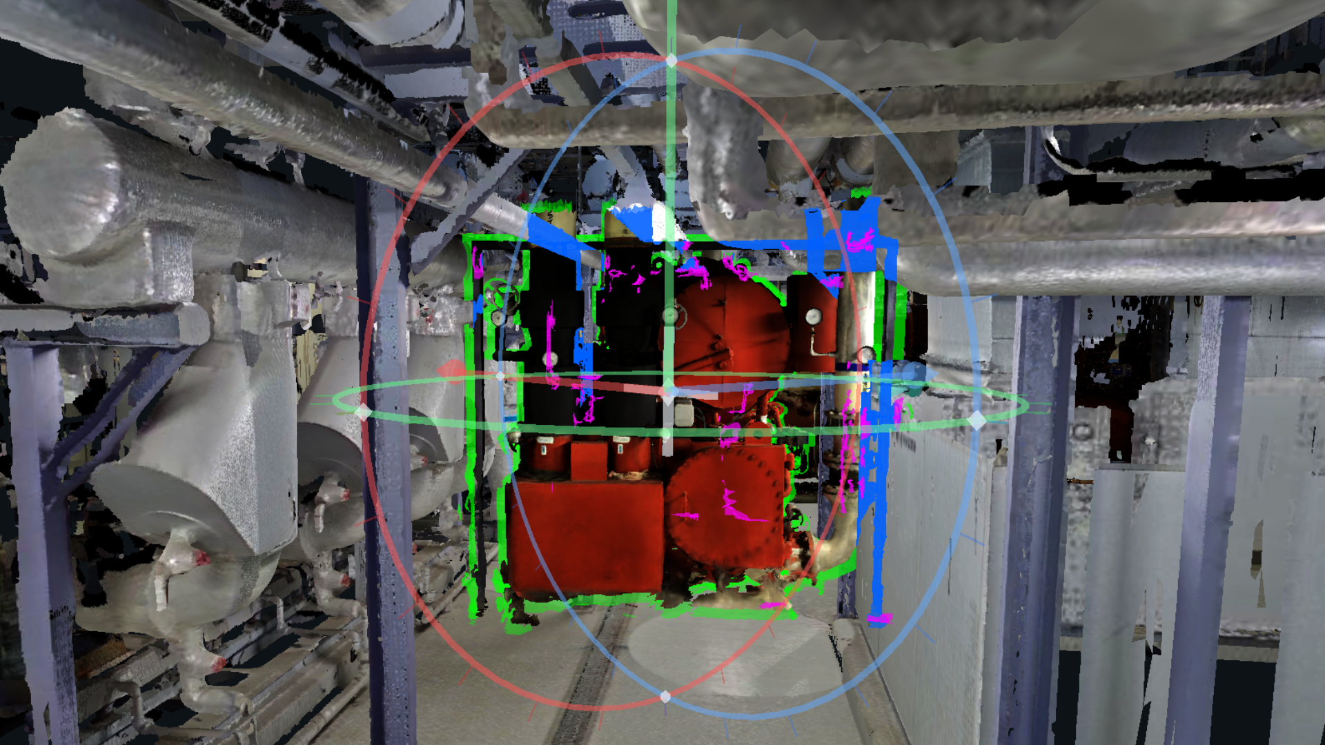 3Dデータを活用した干渉チェックのイメージ。設備配置や作業空間の確認など、シミュレーション用途への展開も想定する
