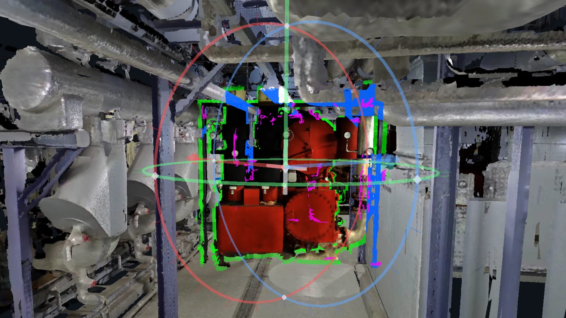 3Dデータを活用した干渉チェックのイメージ。設備配置や作業空間の確認など、シミュレーション用途への展開も想定する