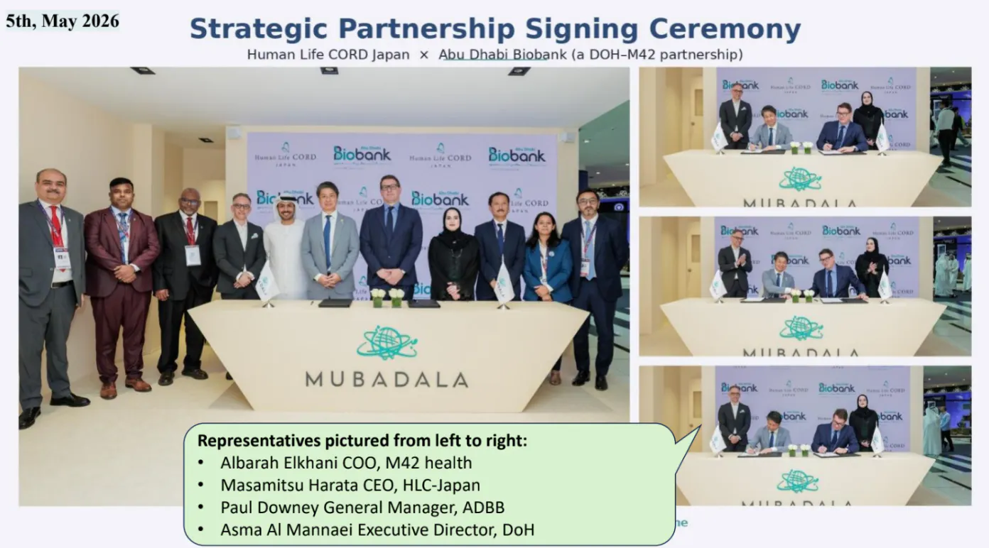 ヒューマンライフコードとAbu Dhabi Biobankとの戦略的パートナーシップ調印式 (画像:同社提供)