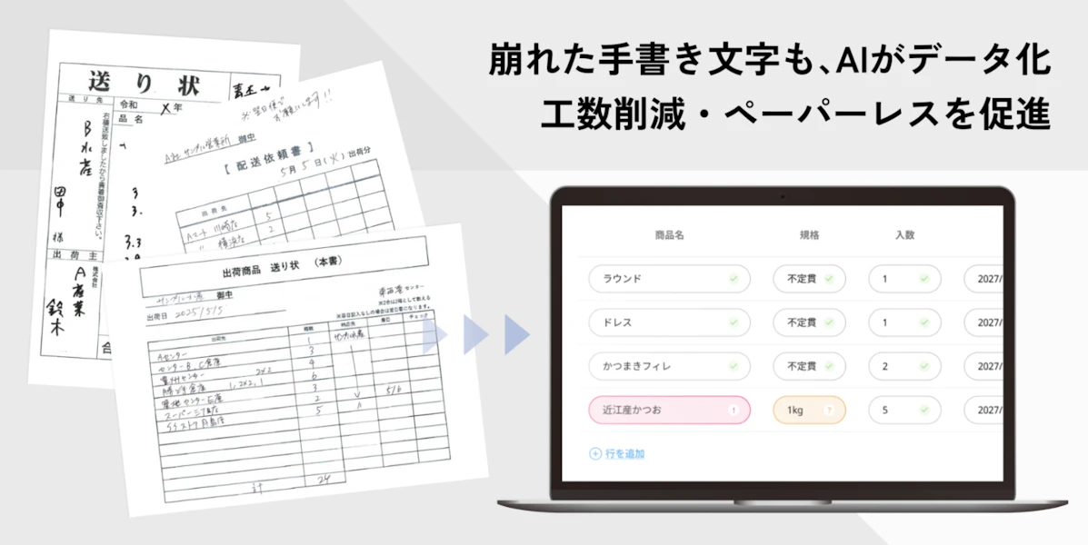 手書き文字の情報も、AI-OCRで読み取り可能だという(画像:同社提供)