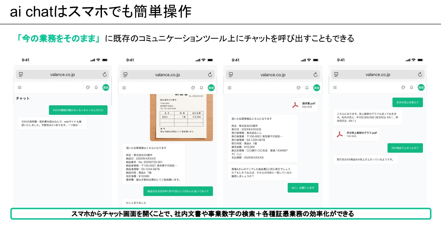 VALANCEのai chat画面