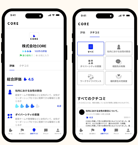 スマホ画面　企業クチコミ