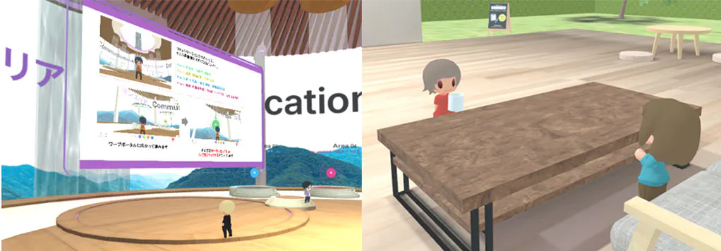 Roomiqでは、イベント会場のブースに資料やウェブサイトのURLを設置したり、音声会話をしたり、美術展を開催したりするなど、幅広いことができる。(画像:同社ウェブサイトより)