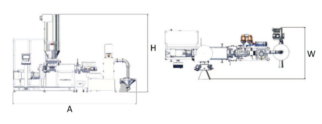 ALPHA acqua|水冷リサイクル押出機 外形寸法図