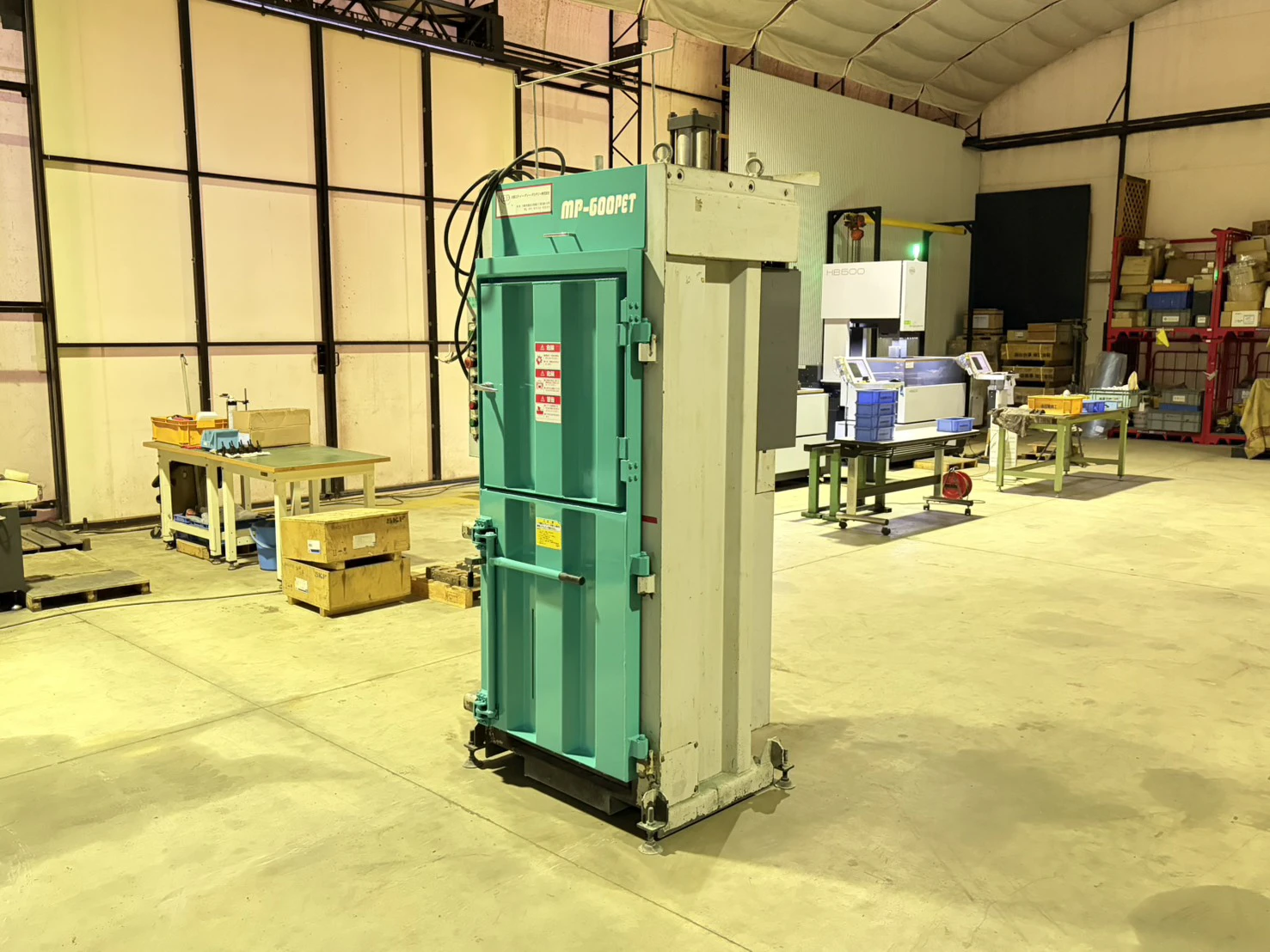 ＜大阪NED＞圧縮梱包機 減容丸 MP-600PET ４本縦結束　3.7kW　投入口サイズW590×H350mm - 画像3