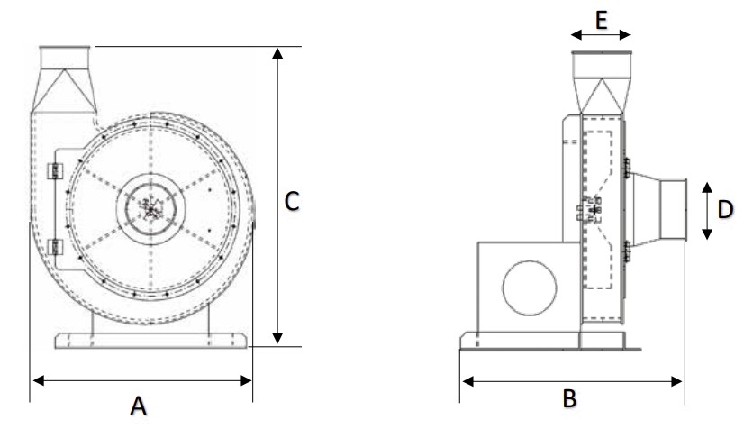 圧送ブロワー 外形寸法図