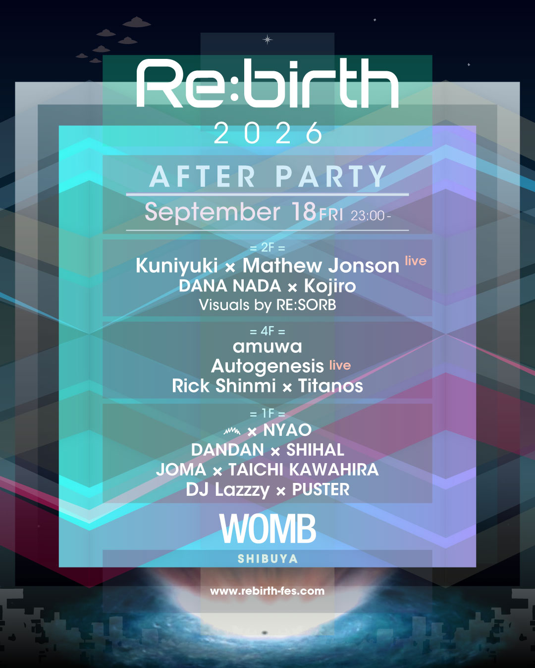 RE:BIRTH FESTIVAL OFFICIAL AFTER PARTY｜WOMBのフライヤー