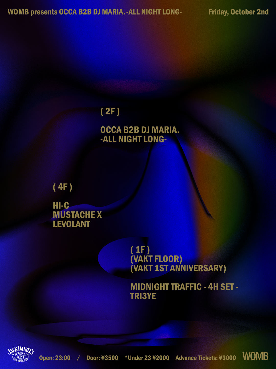 WOMB PRESENTS OCCA B2B DJ MARIA. -ALL NIGHT LONG-｜WOMBのフライヤー