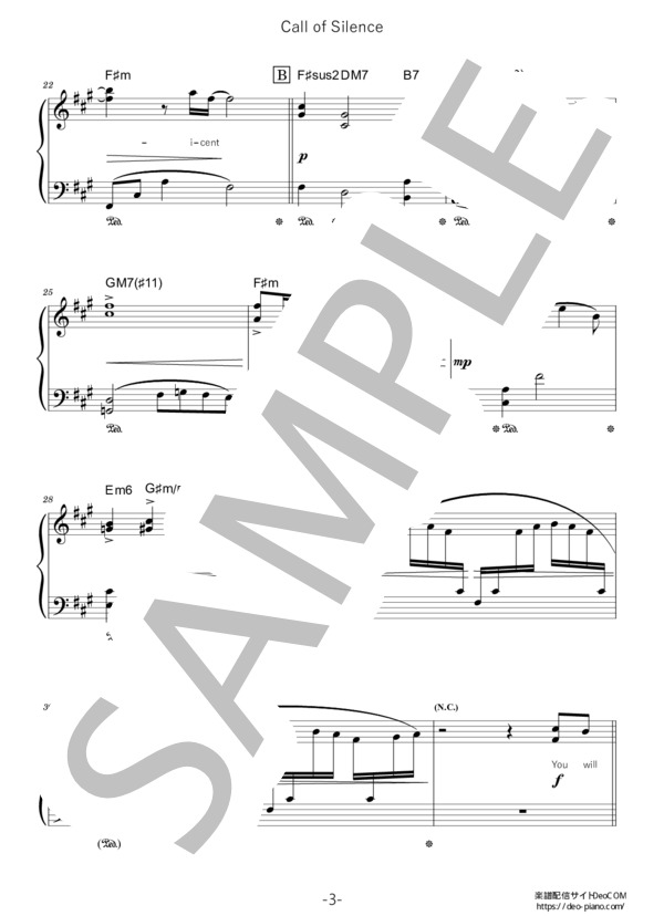ピアノ楽譜】Call of Silence (ソロ 初中級) / 澤野弘之 feat. Gemie