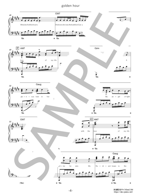 ピアノ楽譜】golden hour (ソロ 中上級) / JVKE - 楽譜ストアDeoCOM