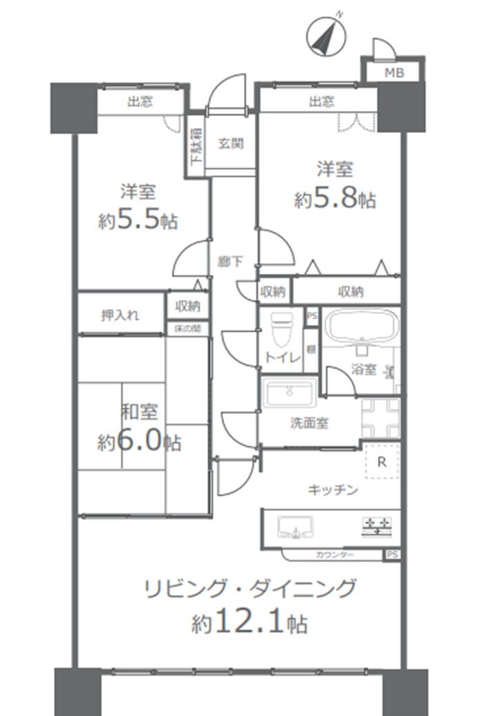 スーパー目の前！リフォーム済３LDKの画像1