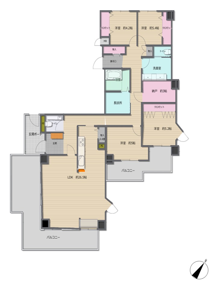 眺望良好ルーフバルコニー付き４LDK＋S　マンションの画像1