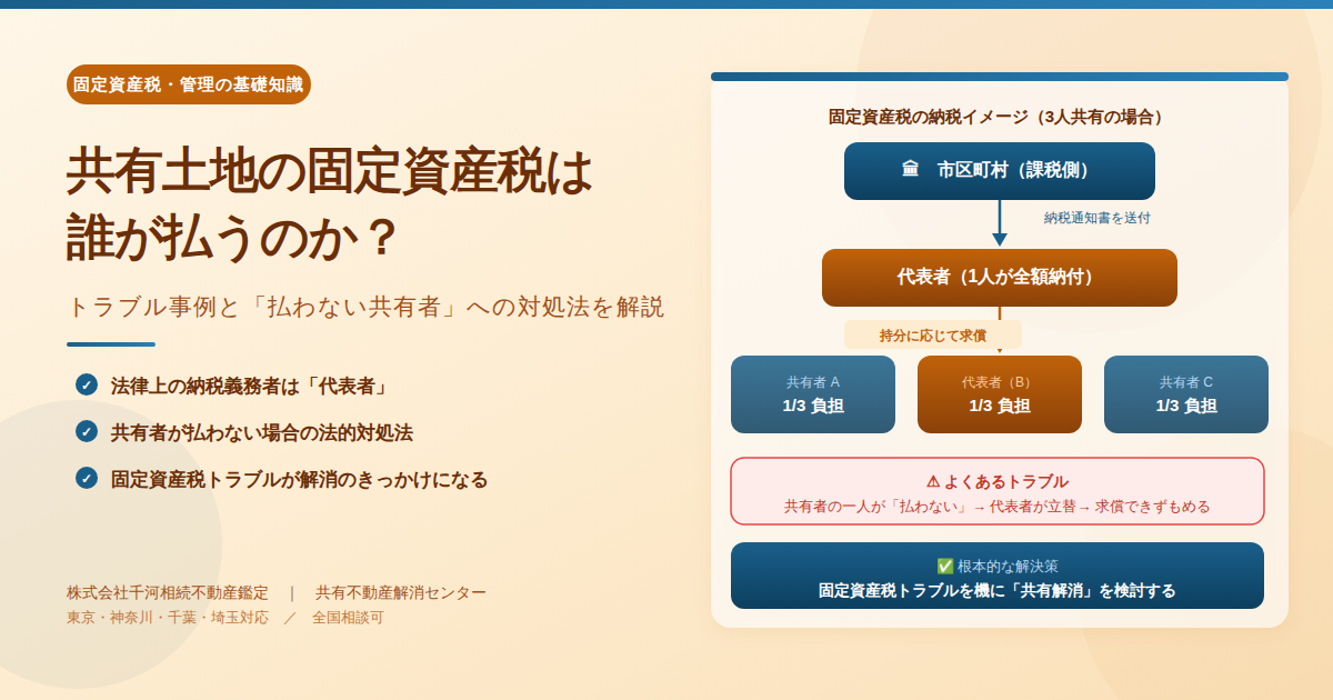 共有土地の固定資産税は誰が払うのか？トラブル事例と「払わない共有者」への対処法