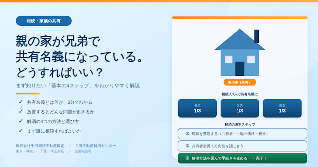 親の家が兄弟で共有名義になっている。どうすればいい？ 