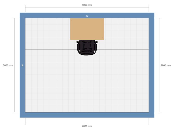 壁に並行なデスクレイアウト