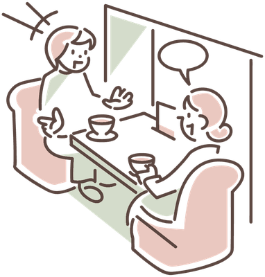 お店で会話するイラスト